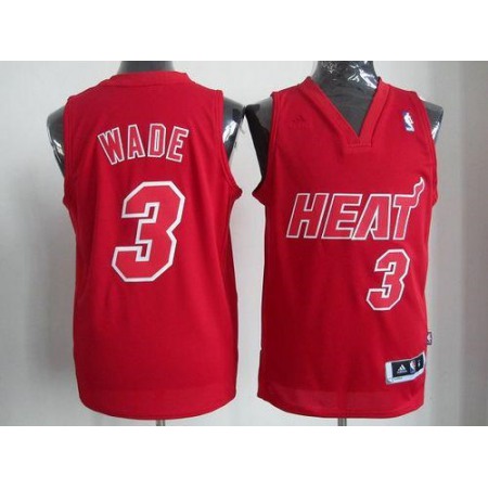 Heat #3 Dwyane Wade Red Big Color Fashion Stitched NBA Jersey