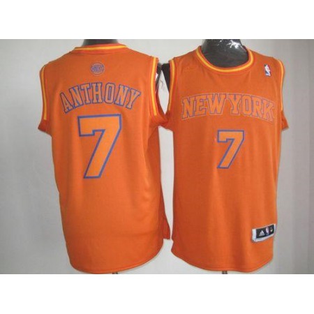 Knicks #7 Carmelo Anthony Orange Big Color Fashion Stitched NBA Jersey