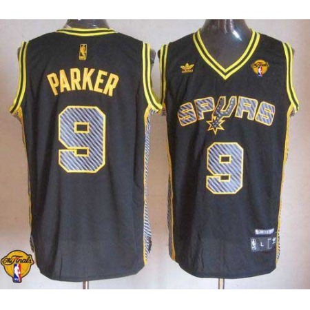 Spurs #9 Tony Parker Black Electricity Fashion Finals Patch Stitched NBA Jersey