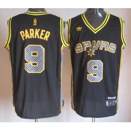 Spurs #9 Tony Parker Black Electricity Fashion Stitched NBA Jersey