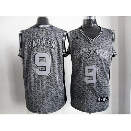 Spurs #9 Tony Parker Grey Static Fashion Stitched NBA Jersey