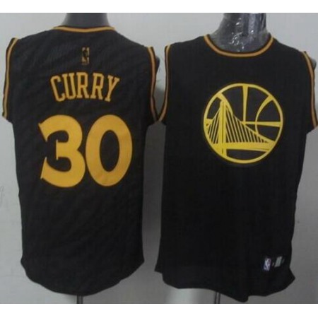 Warriors #30 Stephen Curry Black Precious Metals Fashion Stitched NBA Jersey