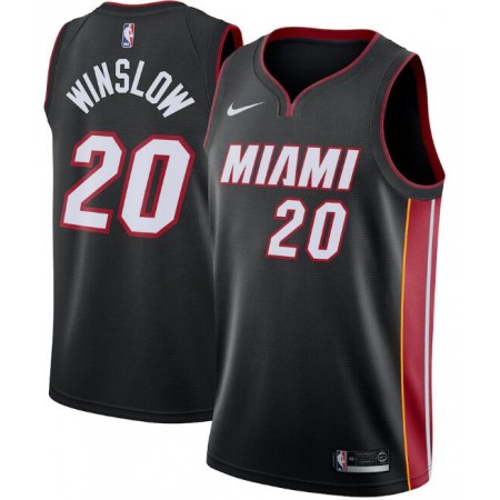 Men's Miami Heat #20 Justise Winslow Black Icon Edition Swingman Stitched Jersey