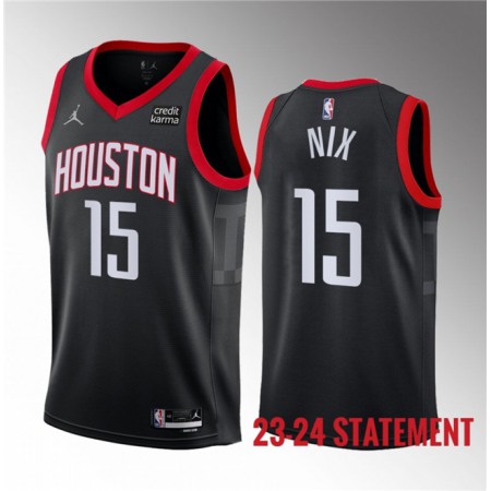 Men's Houston Rockets #15 Daishen Nix Black 2023 Statement Edition Stitched Basketball Jersey