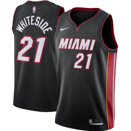 Men's Miami Heat #21 Hassan Whiteside Black Icon Edition Swingman Stitched Jersey