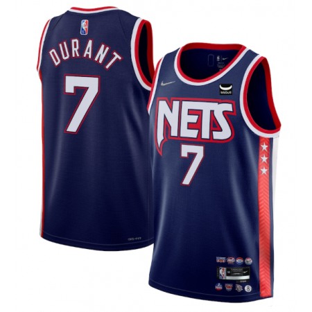 Men's Brooklyn Nets #7 Kevin Durant 2021/22 Swingman Navy City Edition 75th Anniversary Stitched Basketball Jersey