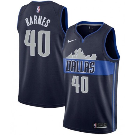 Men's Dallas Mavericks #40 Harrison Barnes Navy Statement Edition Swingman Stitched Jersey