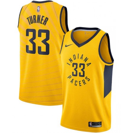 Men's Indiana Pacers #33 Myles Turner Yellow Statement Edition Swingman Stitched Jersey