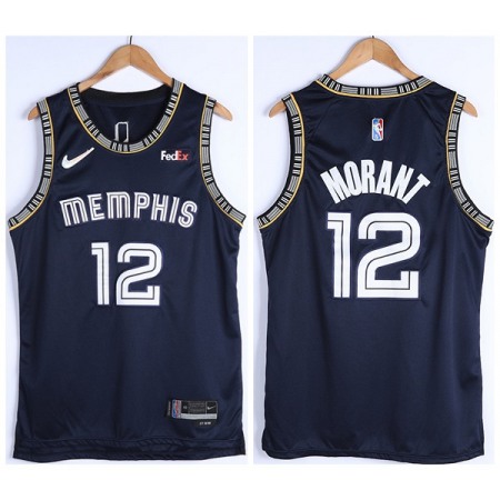 Men's Memphis Grizzlies #12 Ja Morant 75th Anniversary 2021 Navy Swingman Stitched Jersey