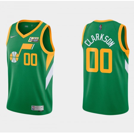 Men's Utah Jazz #00 Jordan Clarkson Green Earned Edition Swingman Stitched Jersey