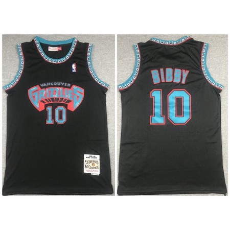 Men's Memphis Grizzlies #10 Mike Bibby Black 1998-99 Throwback Stitched Jersey