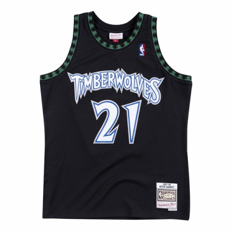 Men's Minnesota Timberwolves #21 Kevin Garnett Black Throwback Stitched Jersey