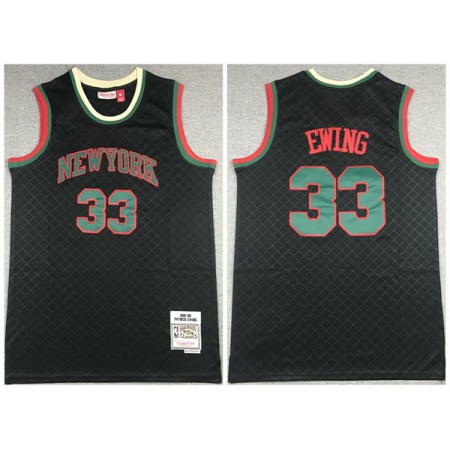 Men's New Yok Knicks #33 Patrick Ewing Black Throwback Stitched Jersey