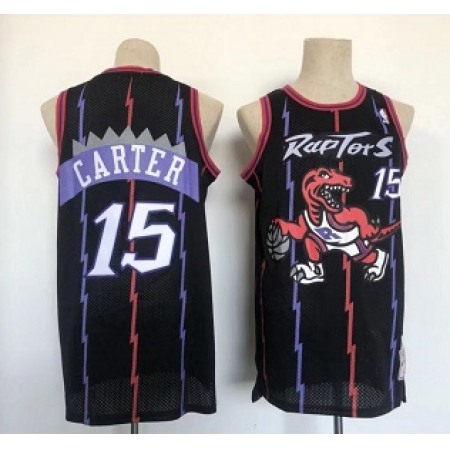 Men's Toronto Raptors #15 Vince Carter Black Throwback Stitched Jersey