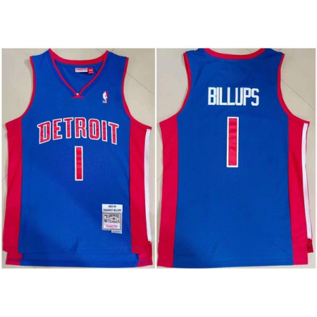 Men's Detroit Pistons #1 Chauncey Billups 2003-04 Blue Throwback Stitched Jersey