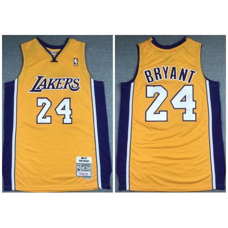 Men's Los Angeles Lakers #24 Kobe Bryant Gold 2006-2007 Throwback Stitched Jersey