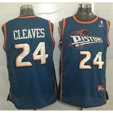 Pistons #24 Mateen Cleaves Blue Nike Throwback Stitched NBA Jersey