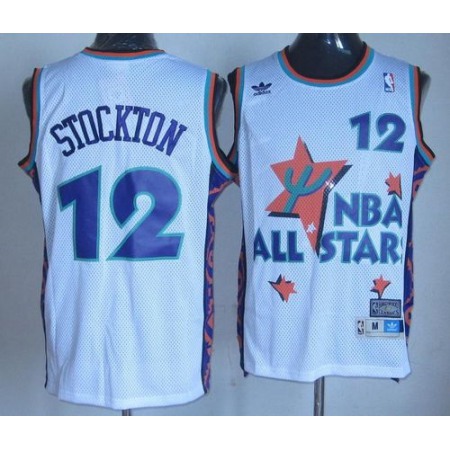 Jazz #12 John Stockton White 1995 All Star Throwback Stitched NBA Jersey