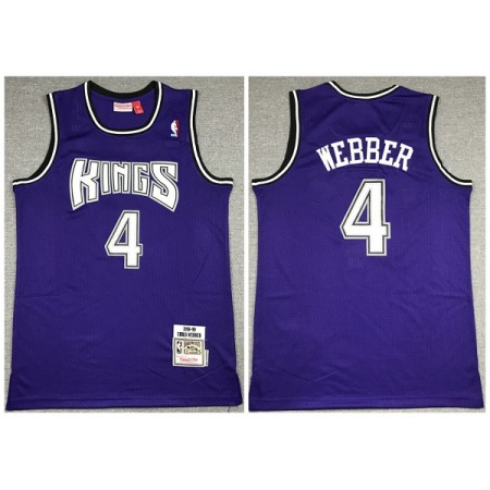 Men's Sacramento Kings #4 Chris Webber Purple Throwback Stitched Jersey