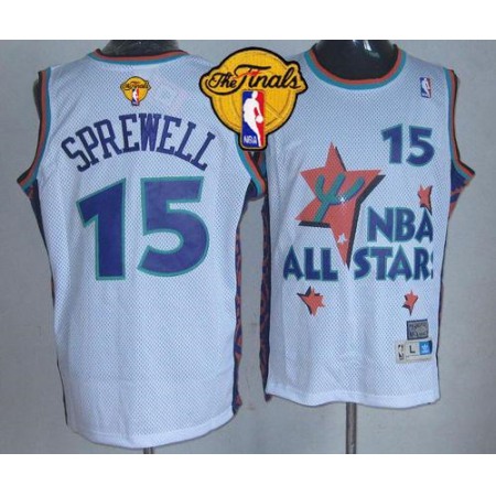 Warriors #15 Latrell Sprewell White 1995 All Star Throwback The Finals Patch Stitched NBA Jersey