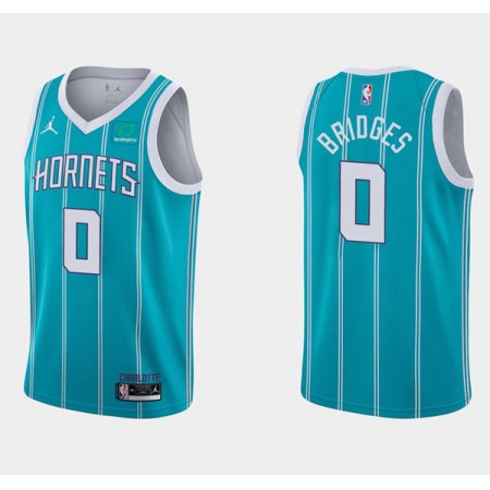 Men's Charlotte Hornets #0 Miles Bridges Aqua Stitched Basketball Jersey