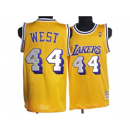 Mitchell and Ness Lakers #44 Jerry West Stitched Yellow Throwback NBA Jersey