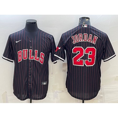 Men's Chicago Bulls #23 Michael Jordan Black Cool Base Stitched Baseball Jersey