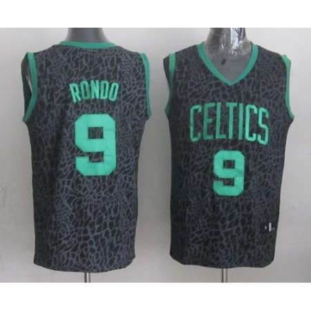 Celtics #9 Rajon Rondo Black Crazy Light Stitched NBA Jersey
