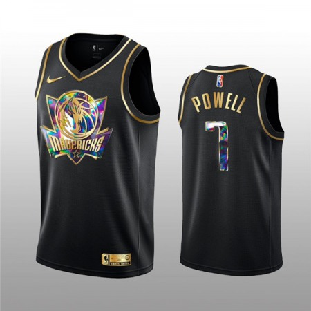 Men's Dallas Mavericks #7 Dwight Powell 2021/22 Black Golden Edition 75th Anniversary Diamond Logo Stitched Basketball Jersey