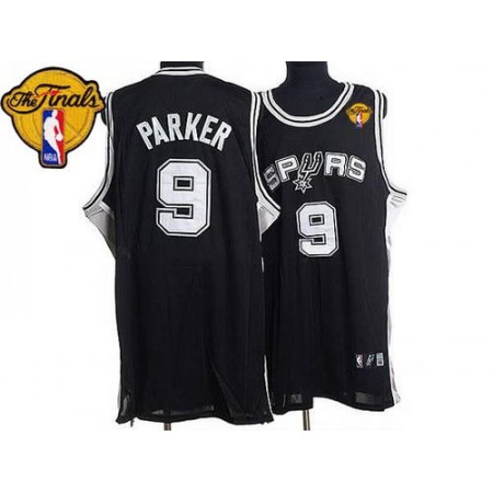 Spurs #9 Tony Parker Stitched Black Finals Patch NBA Jersey