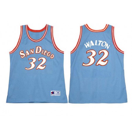 Men's San Diego Clippers#32 Bill Walton 1983 Blue Stitched Jersey