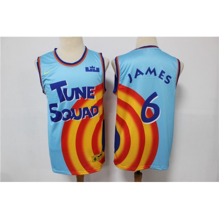 Space Jam Tune Squad #6 Lebron James Blue Stitched Jersey