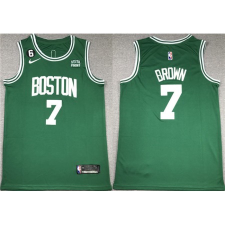 Men's Boston Celtics #7 Jaylen Brown Green With NO.6 Patch Stitched Basketball Jersey