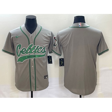 Men's Boston Celtics Blank Gray Stitched Baseball Jersey
