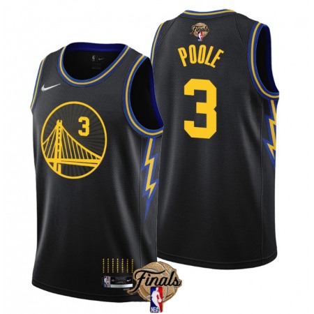 Men's Golden State Warriors #3 Jordan Poole 2022 Black NBA Finals Stitched Jersey