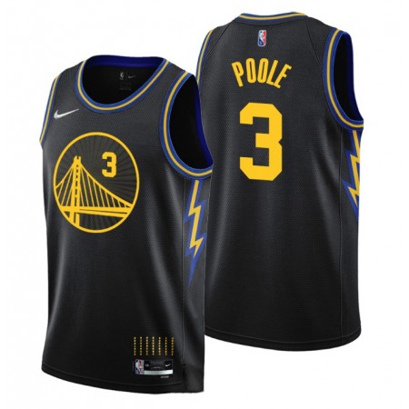 Men's Golden State Warriors #3 Jordan Poole Black Stitched Basketball Jersey