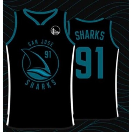 Men's Golden State Warriors x San Jose Sharks #91 Black Basketball Jersey