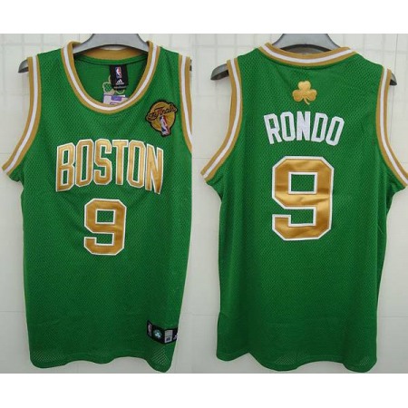 Celtics #9 Rajon Rondo Stitched Green Gold Number Final Patch NBA Jersey