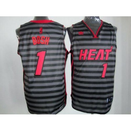 Heat #1 Chris Bosh Black/Grey Groove Stitched NBA Jersey