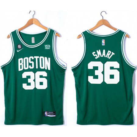 Men's Boston Celtics #36 Marcus Smart Green No.6 Patch Stitched Basketball Jersey