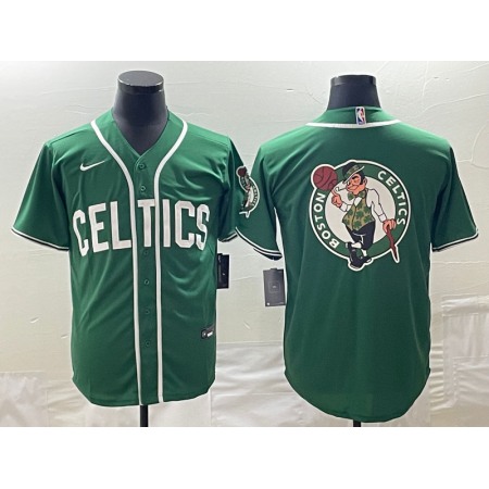 Men's Boston Celtics Green Team Big Logo With Patch Stitched Baseball Jersey