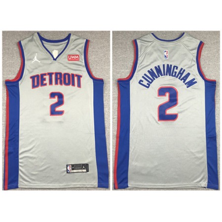 Men's Detroit Pistons #2 Cade Cunningham White Stitched Basketball Jersey