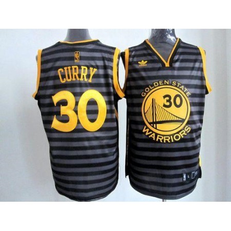 Warriors #30 Stephen Curry Black/Grey Groove Stitched NBA Jersey