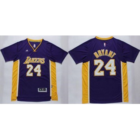 Lakers #24 Kobe Bryant Purple Short Sleeve Stitched NBA Jersey