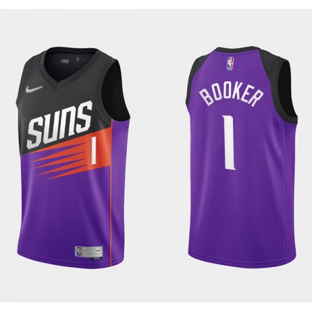 Men's Phoenix Suns #1 Devin Booker Purple/Black Earned Edition Stitched Jersey