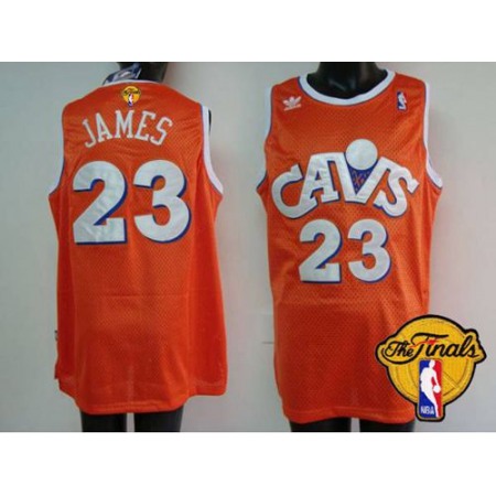 Mitchell and Ness Cavaliers #23 LeBron James Orange CAVS The Finals Patch Stitched NBA Jersey