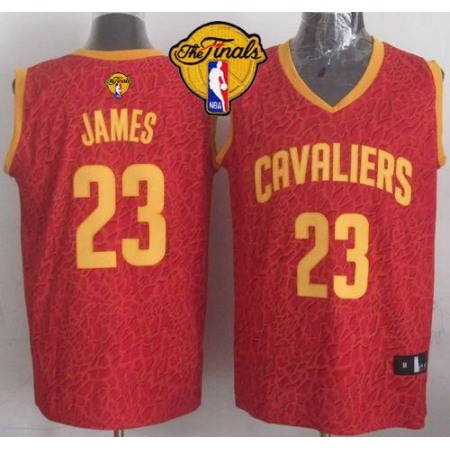 Cavaliers #23 LeBron James Red Crazy Light The Finals Patch Stitched NBA Jersey