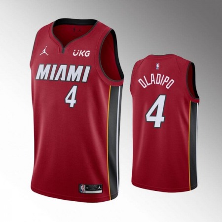 Men's Miami Heat #4 Victor Oladipo Red With UKG Patch Stitched Jersey