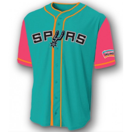 Men's San Antonio Spurs Teal Pink Cool Base Stitched Baseball Jersey