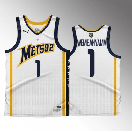 Men's #1 Victor Wembanyama White Stitched Basketball Jersey